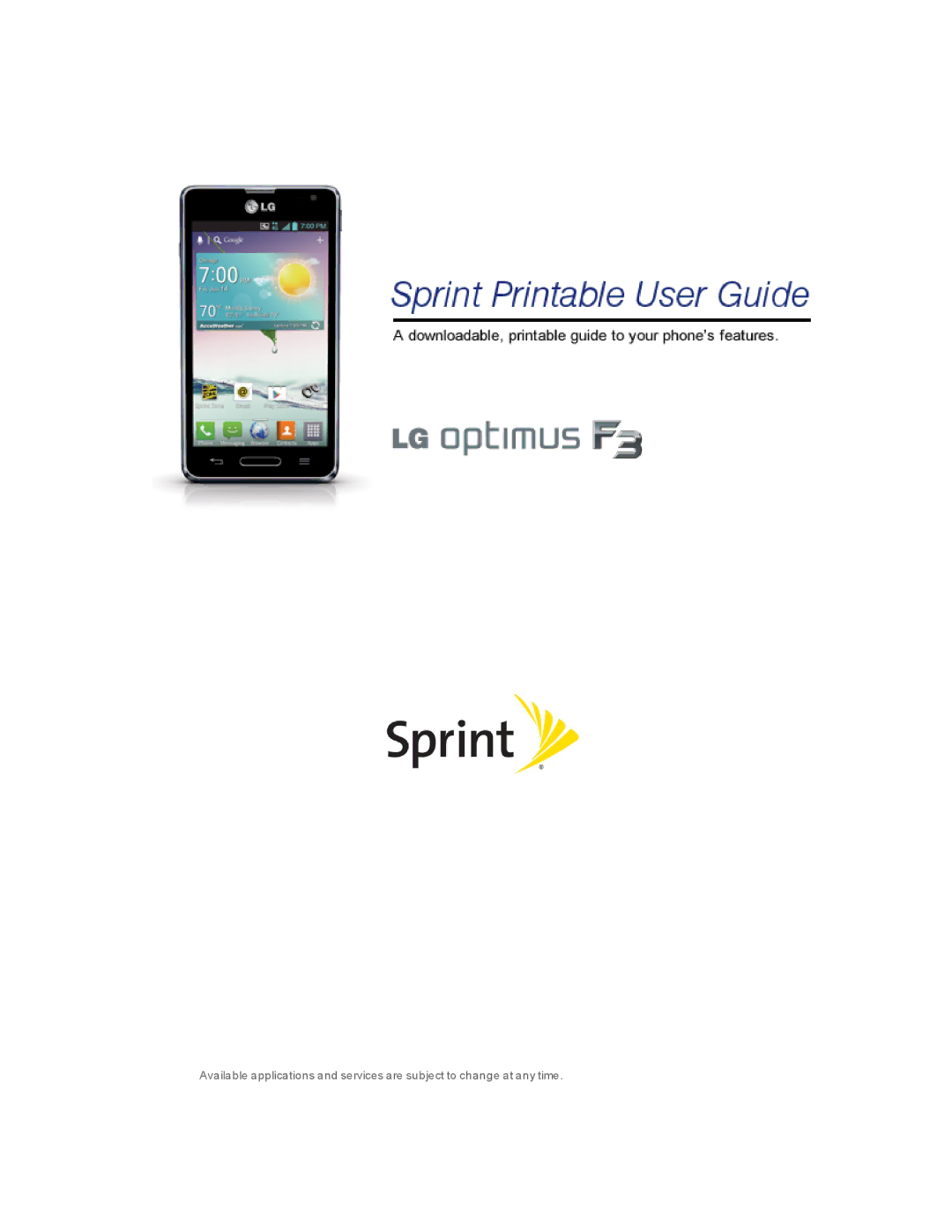 Sprint Nextel LG OPTIMUS F3 manual 