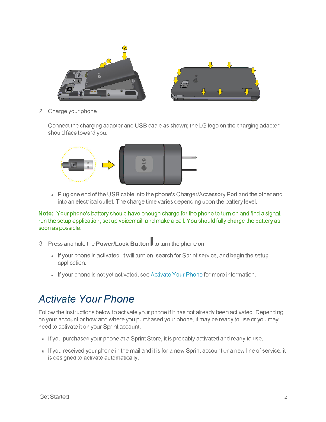 Sprint Nextel LG OPTIMUS F3 manual Activate Your Phone 