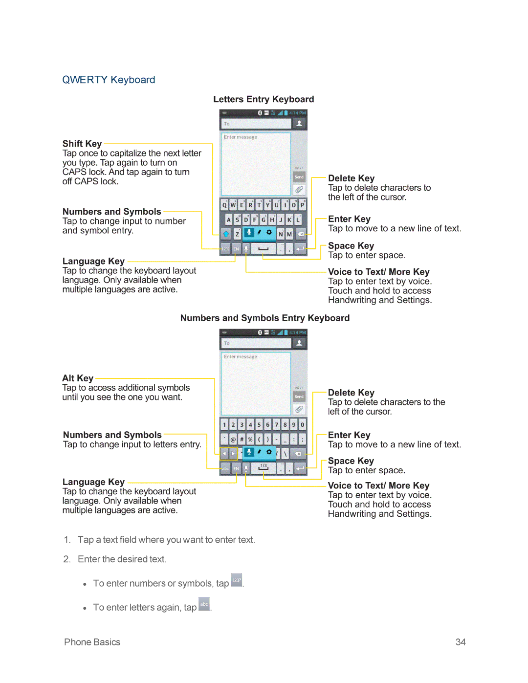 Sprint Nextel LG OPTIMUS F3 manual Qwerty Keyboard 