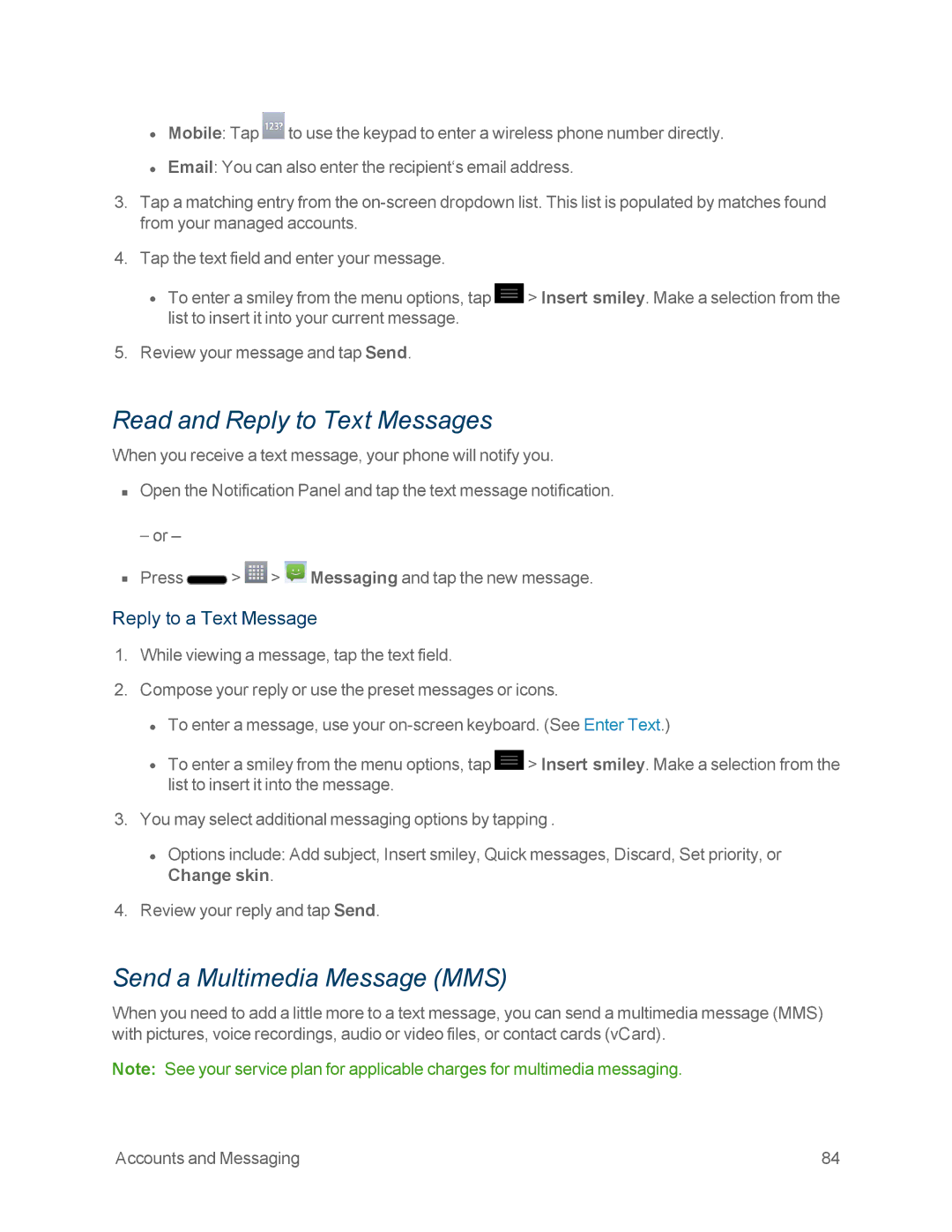 Sprint Nextel LG OPTIMUS F3 manual Read and Reply to Text Messages, Send a Multimedia Message MMS, Reply to a Text Message 