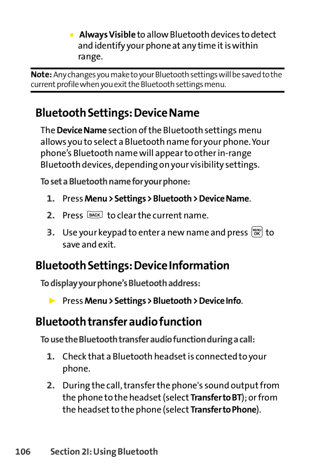 Sprint Nextel LX160 manual Bluetooth Settings Device Name, Bluetooth Settings Device Information 