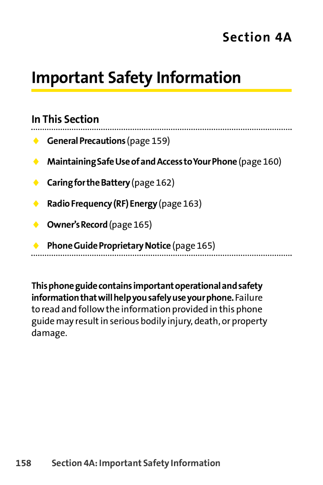 Sprint Nextel LX160 manual Important Safety Information 