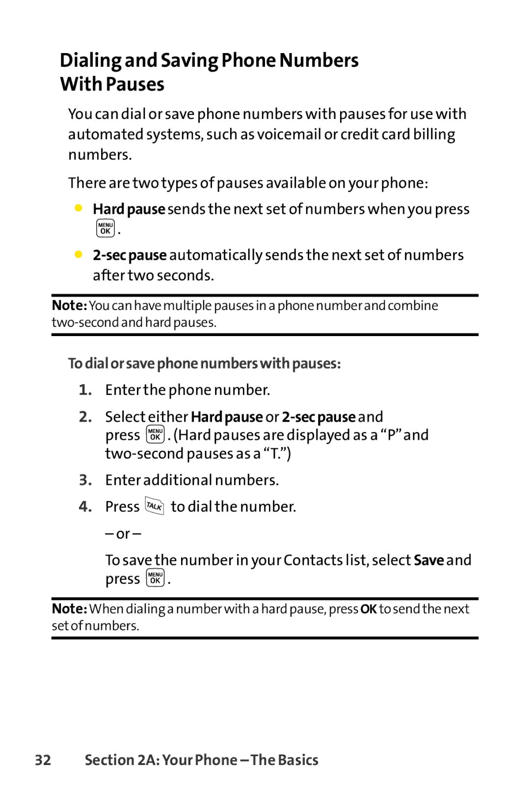 Sprint Nextel LX160 manual Dialing and Saving Phone Numbers With Pauses, Todialorsavephonenumberswithpauses 