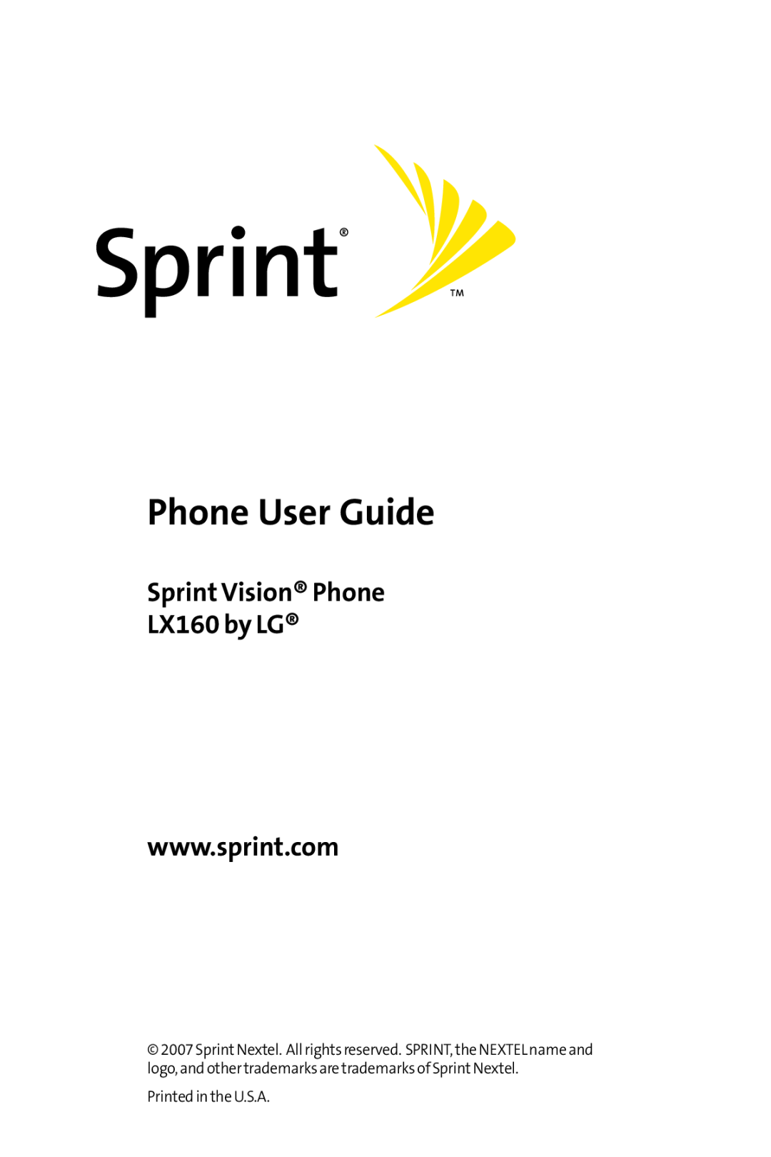 Sprint Nextel manual Phone User Guide, Sprint Vision Phone LX160 by LG 
