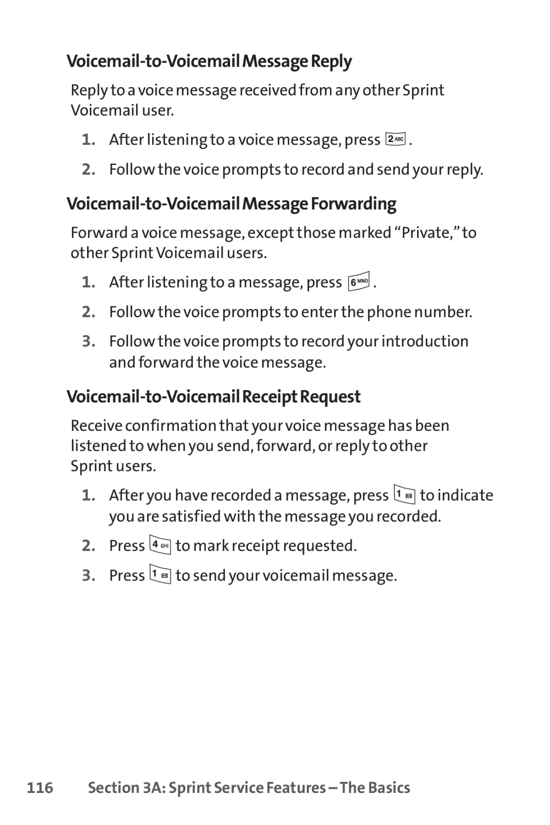 Sprint Nextel LX160 manual Voicemail-to-VoicemailMessageReply, Voicemail-to-VoicemailMessageForwarding 