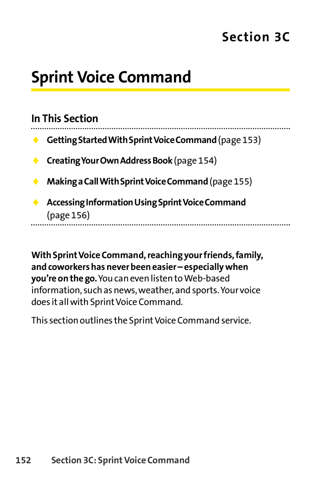 Sprint Nextel LX160 Sprint Voice Command,  GettingStartedWithSprintVoiceCommand page,  CreatingYourOwnAddressBook page 