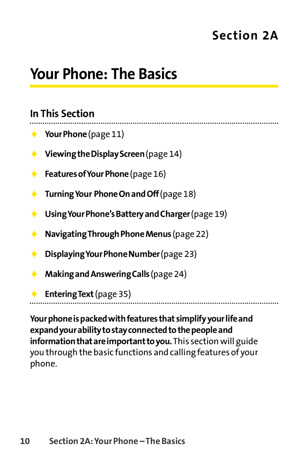 Sprint Nextel LX160 Your Phone The Basics,  YourPhonepage  ViewingtheDisplayScreenpage, A Your Phone - The Basics 