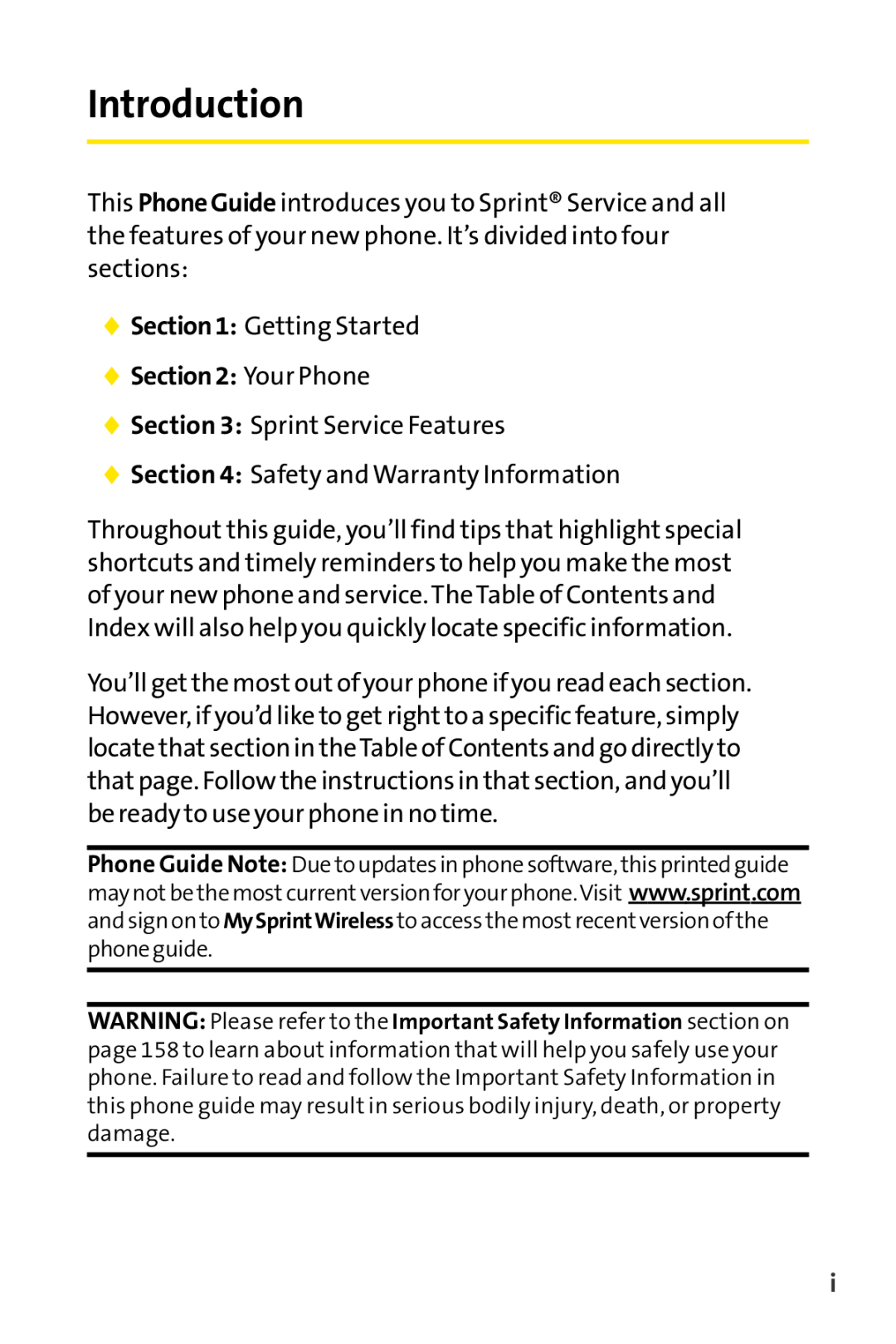 Sprint Nextel LX160 manual Introduction,  Your Phone 