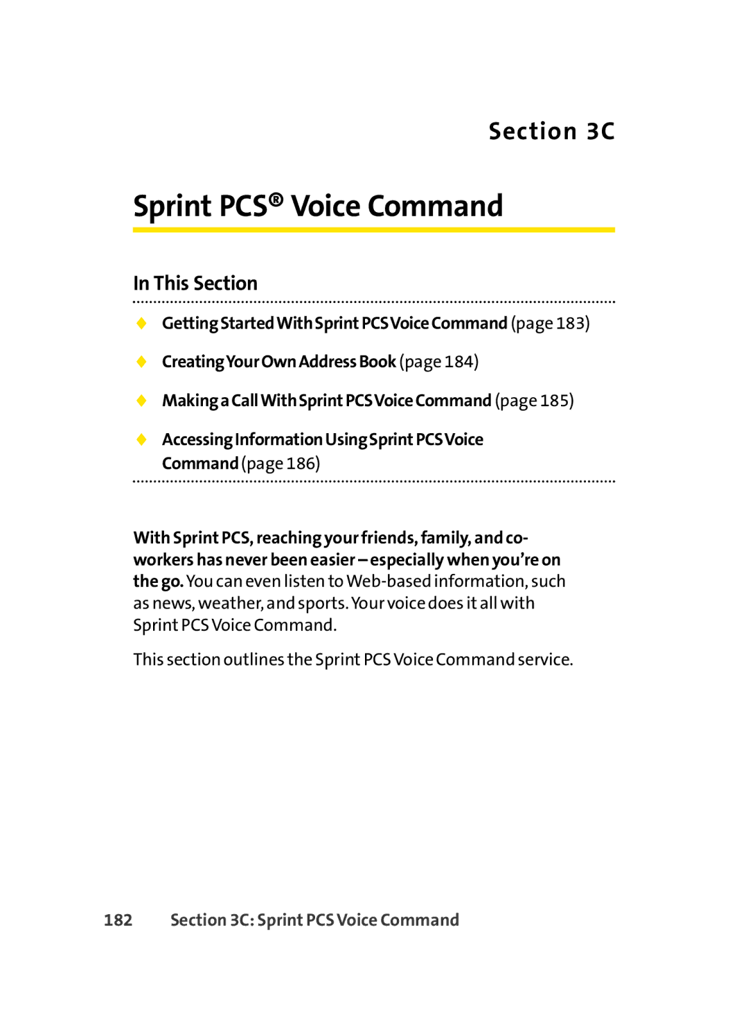 Sprint Nextel LX350 manual Sprint PCS Voice Command 