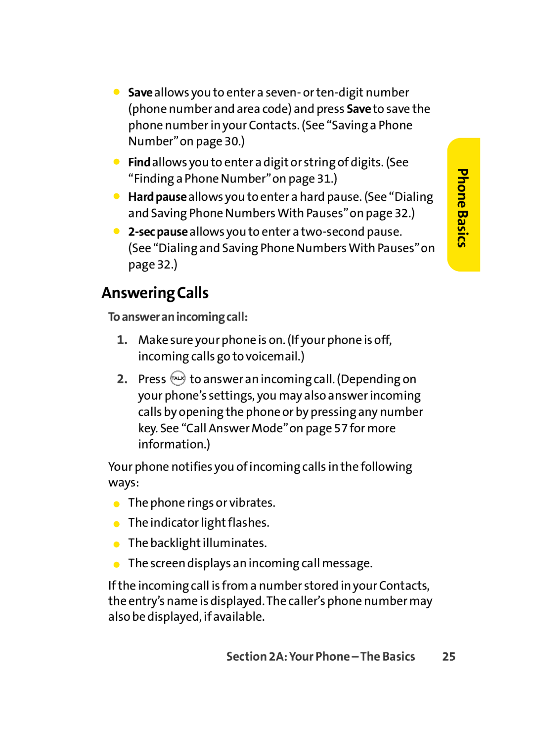 Sprint Nextel LX350 manual Answering Calls, Toansweranincomingcall 