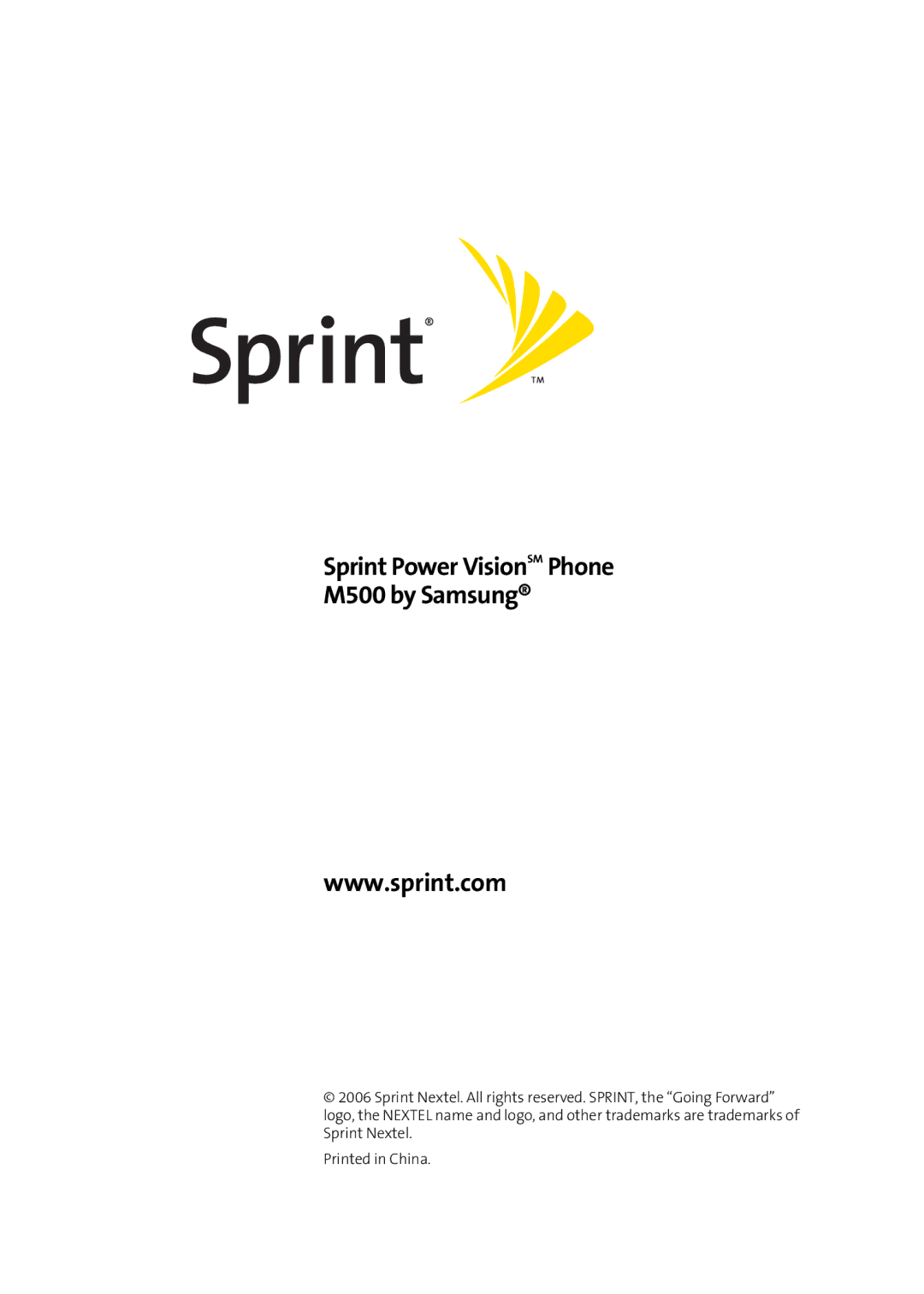 Sprint Nextel manual Sprint Power VisionSM Phone M500 by Samsung 