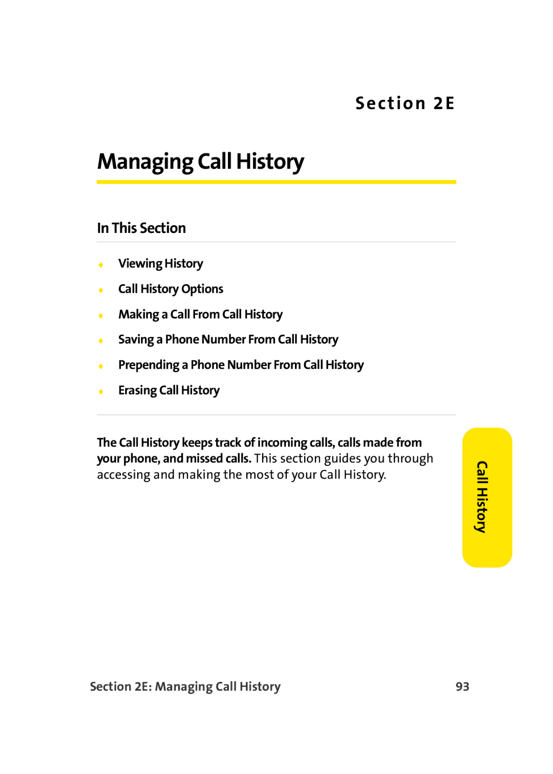 Sprint Nextel M500 manual Managing Call History 