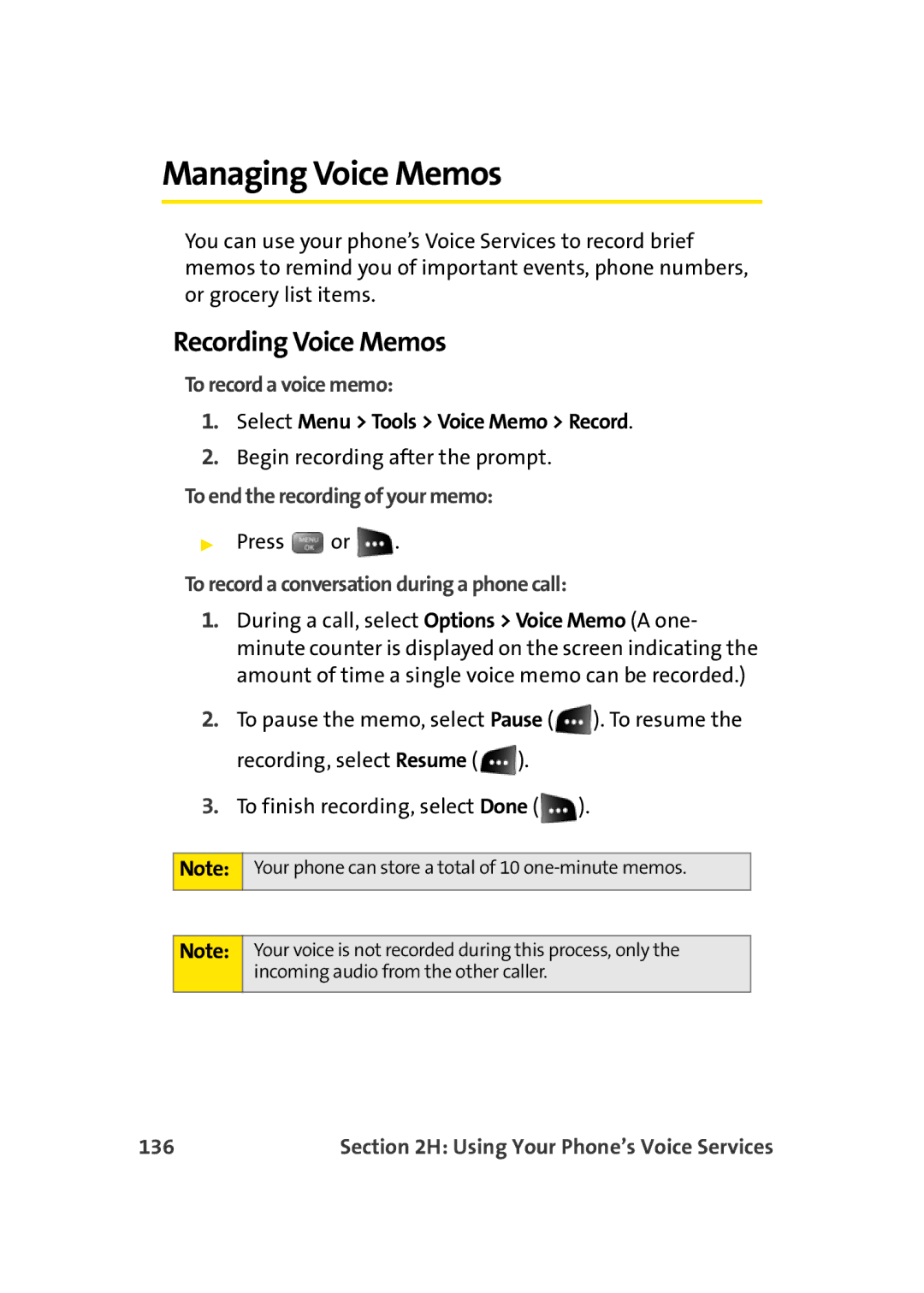 Sprint Nextel M500 manual Managing Voice Memos, Recording Voice Memos 