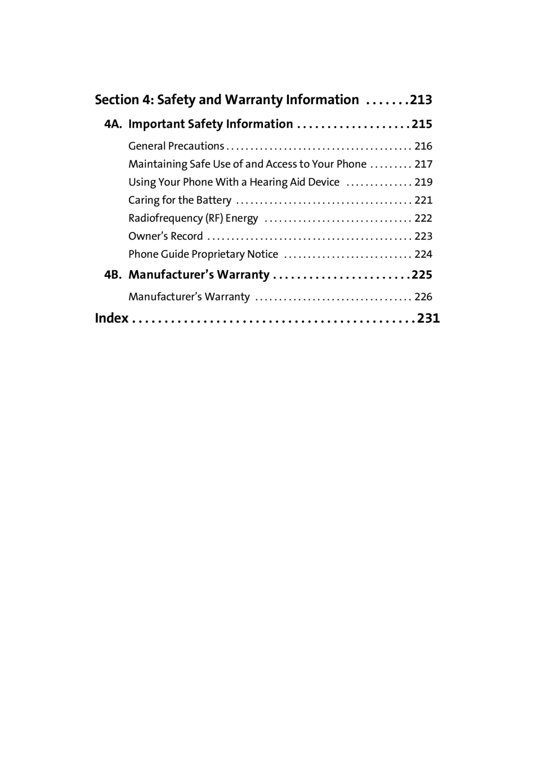 Sprint Nextel M500 manual Safety and Warranty Information, 4A. Important Safety Information, 4B. Manufacturer’s Warranty 