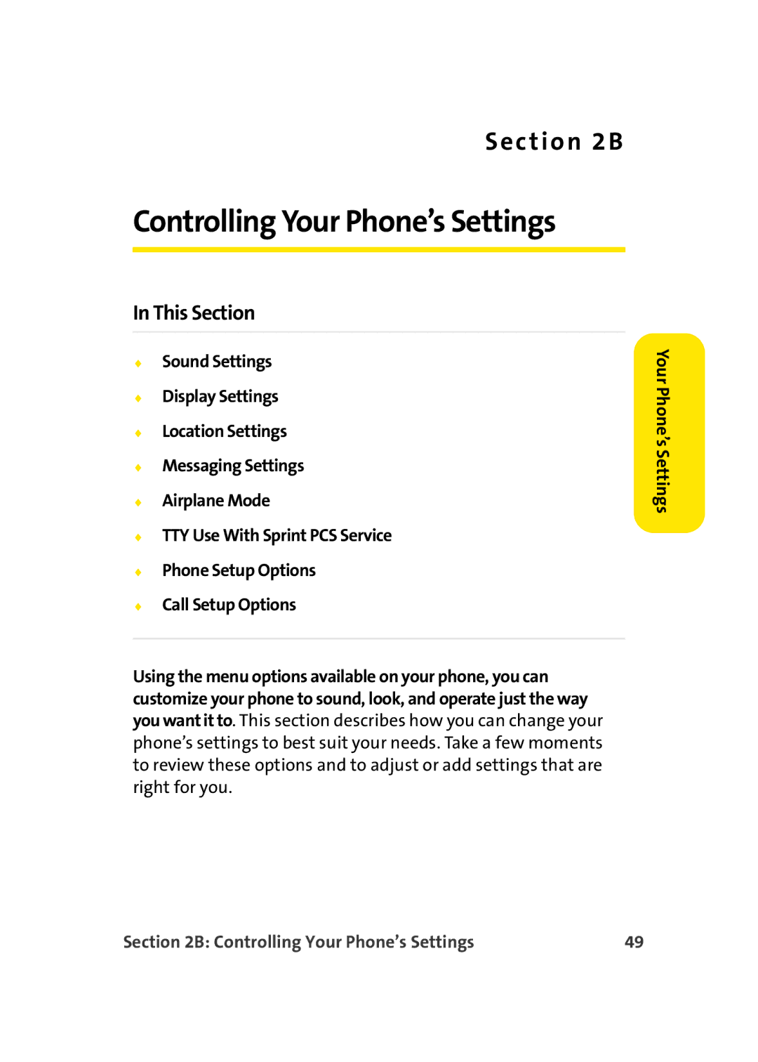 Sprint Nextel M500 manual Controlling Your Phone’s Settings 