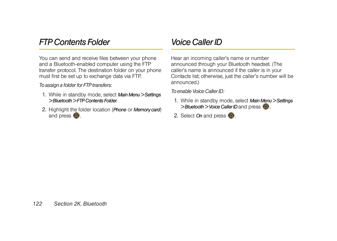 Sprint Nextel M520 manual FTP Contents Folder Voice Caller ID 