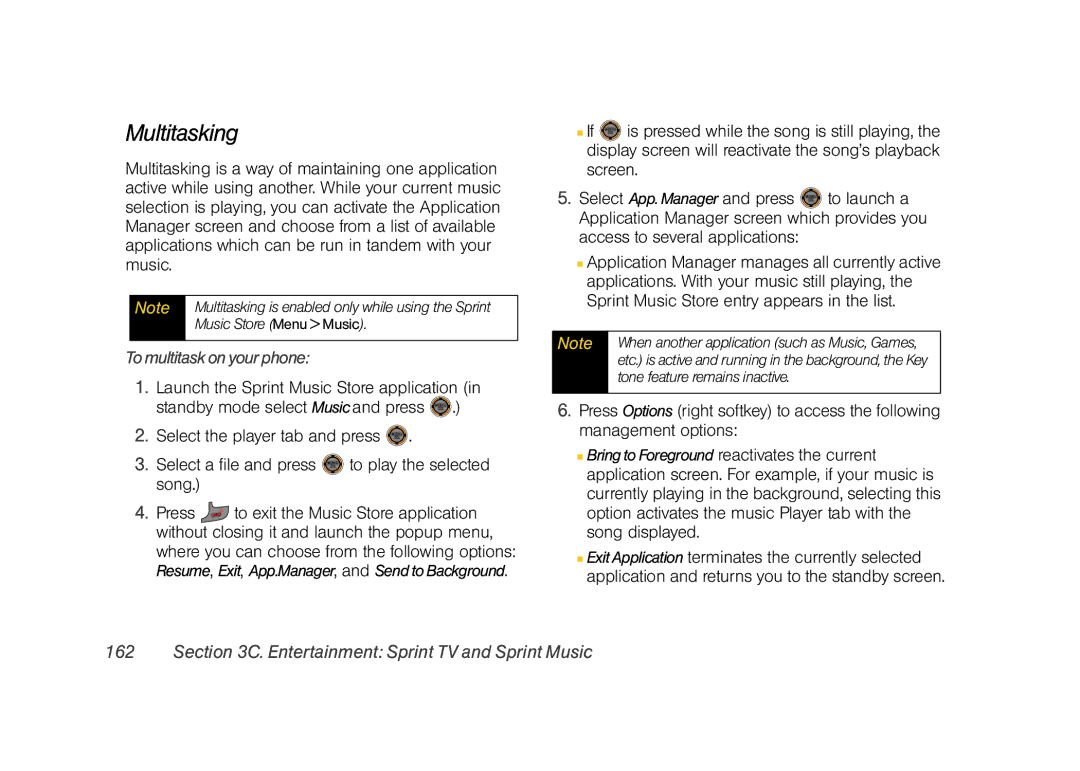 Sprint Nextel M520 manual Multitasking, To multitask on your phone, Tone feature remains inactive 