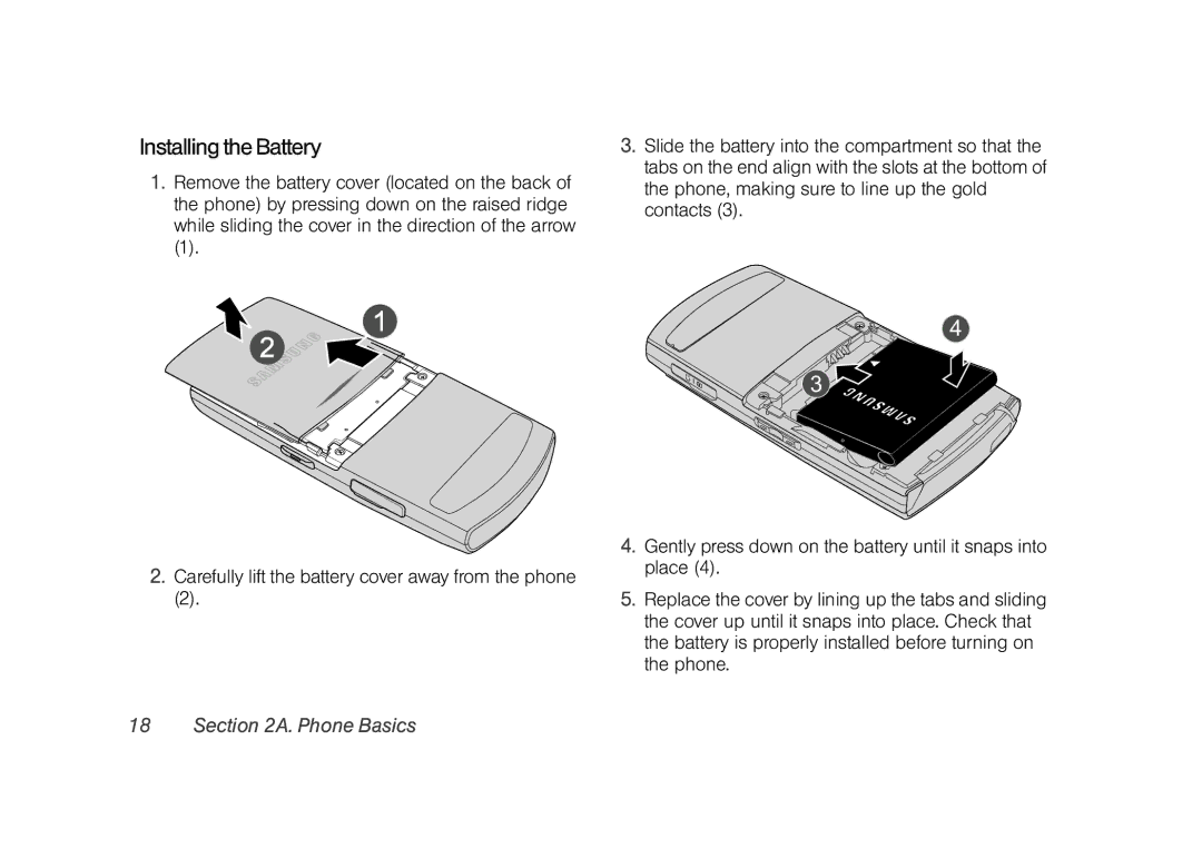 Sprint Nextel M520 manual Installing the Battery 