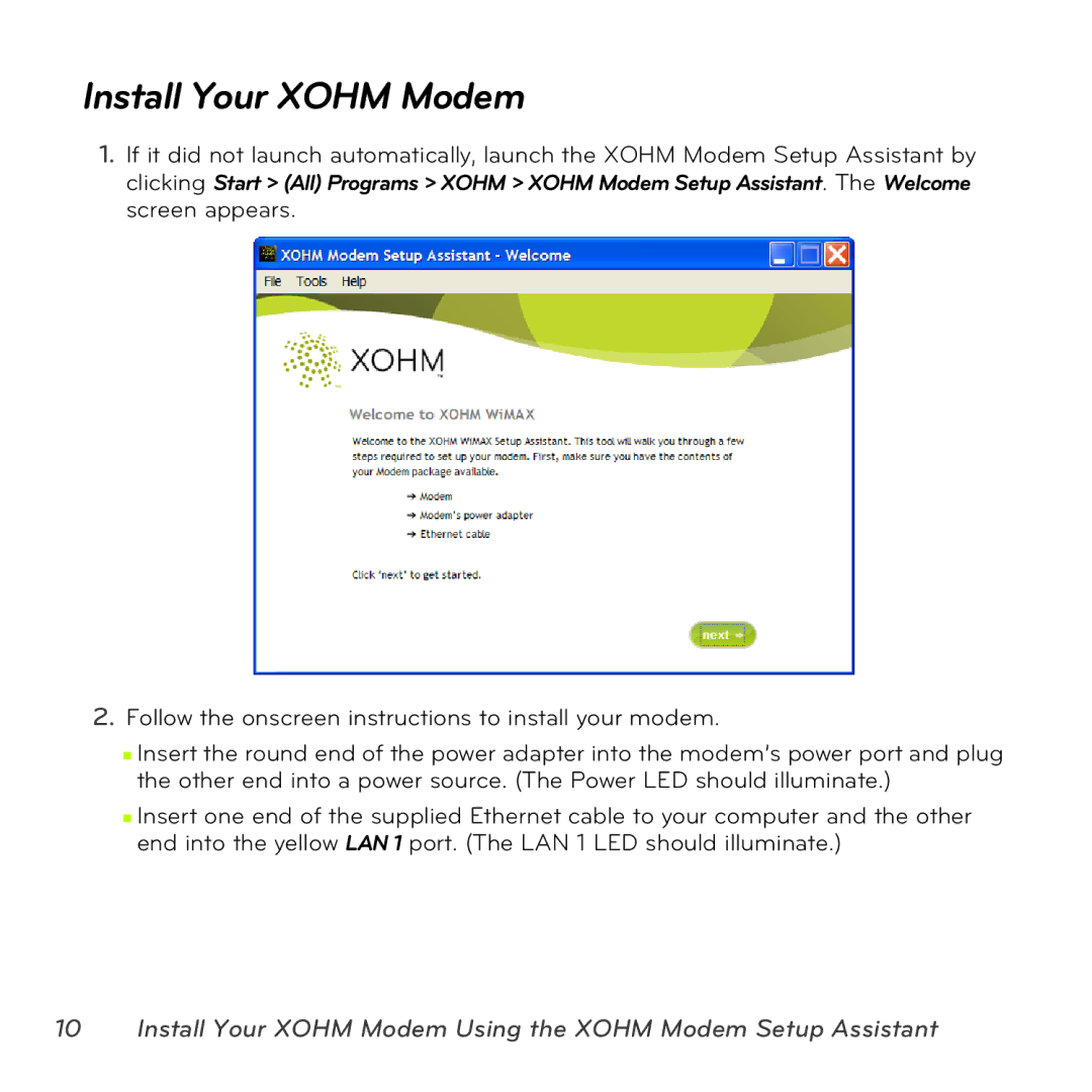 Sprint Nextel MAX-206M2 manual Install Your Xohm Modem 