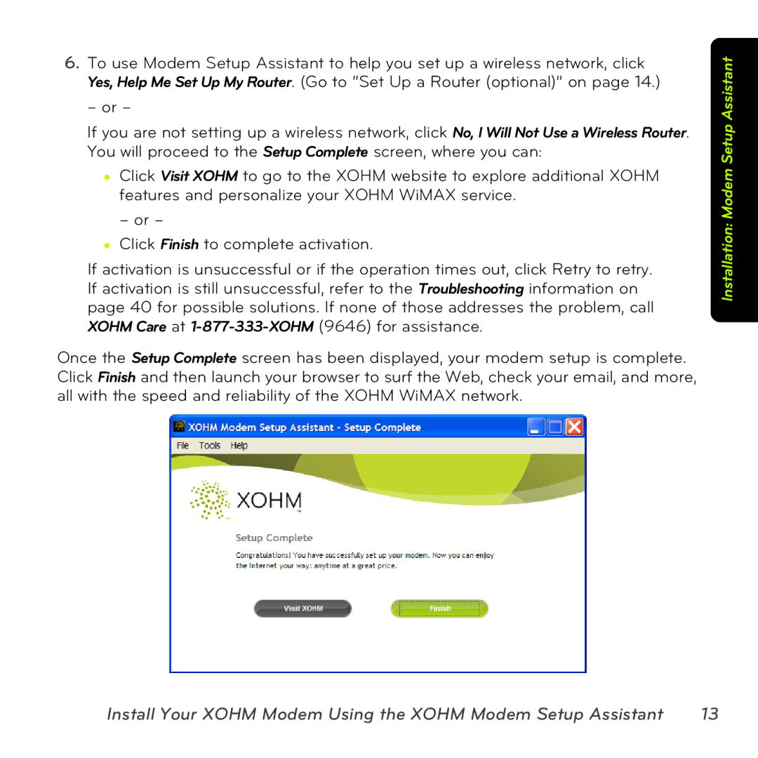 Sprint Nextel MAX-206M2 manual Install Your Xohm Modem Using the Xohm Modem Setup Assistant 