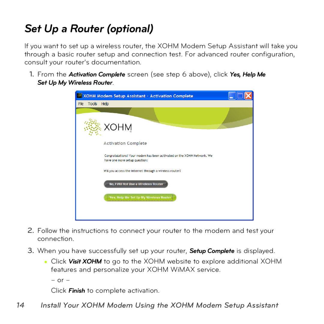 Sprint Nextel MAX-206M2 manual Set Up a Router optional 