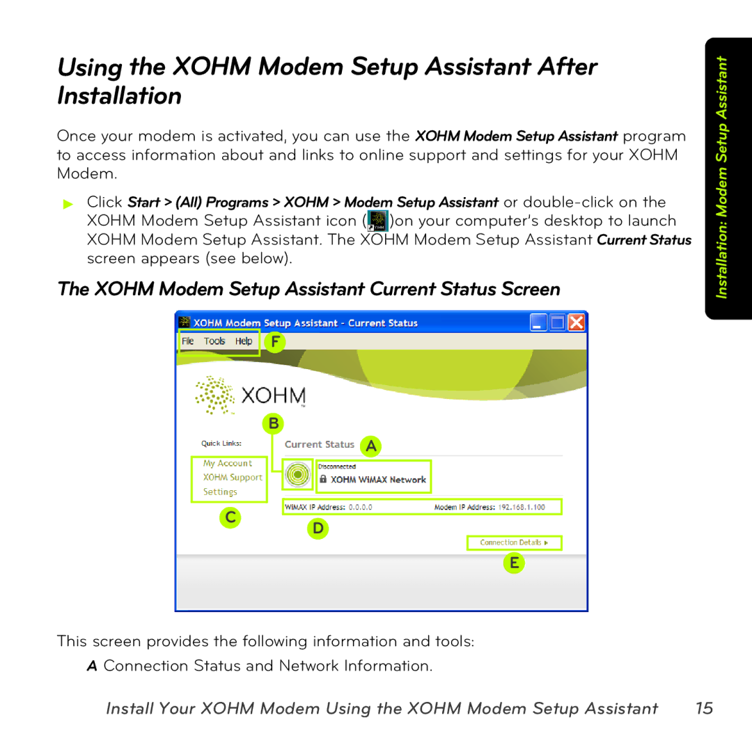 Sprint Nextel MAX-206M2 manual Using the Xohm Modem Setup Assistant After Installation 