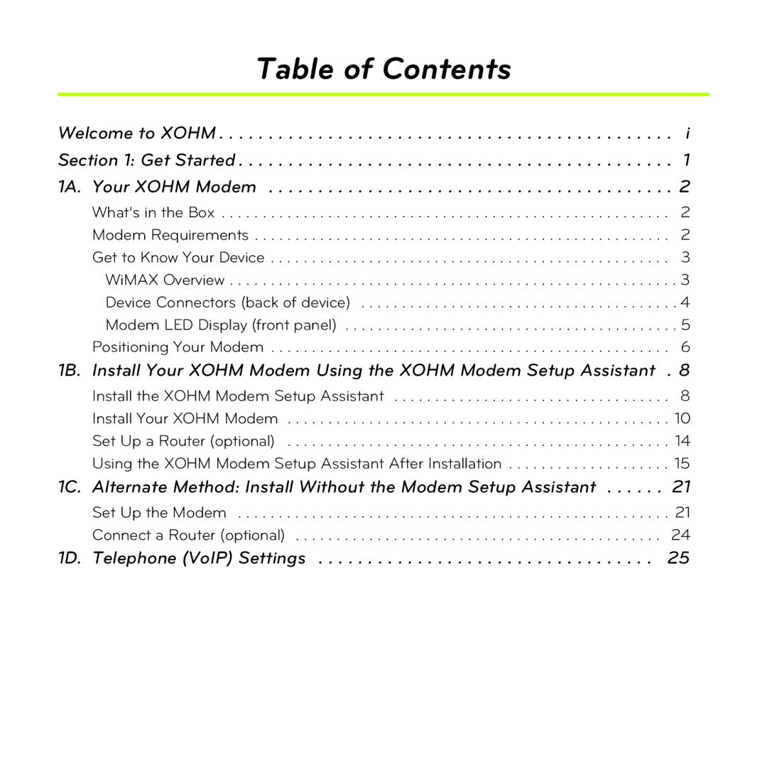 Sprint Nextel MAX-206M2 manual Table of Contents 