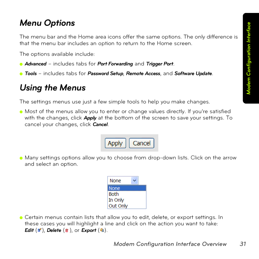 Sprint Nextel MAX-206M2 manual Menu Options, Using the Menus 