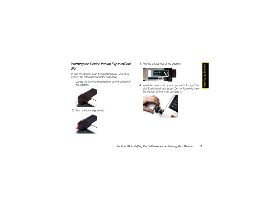 Sprint Nextel Merlin C777 manual Inserting the Device into an ExpressCard Slot 