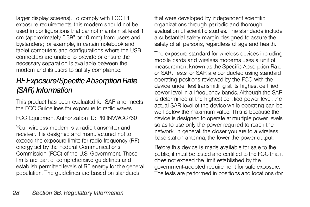 Sprint Nextel Merlin C777 RF Exposure/Specific Absorption Rate SAR Information, FCC Equipment Authorization ID PKRNVWCC760 