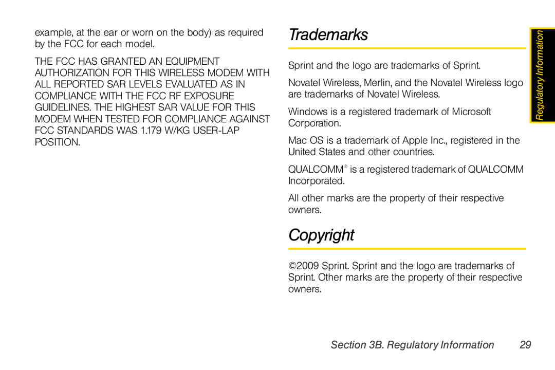 Sprint Nextel Merlin C777 manual Trademarks, Copyright 