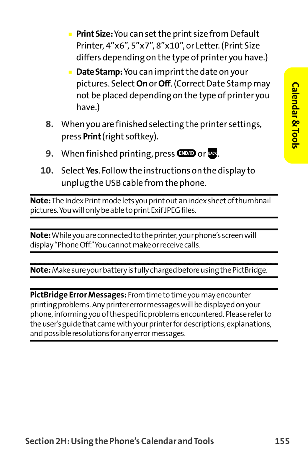 Sprint Nextel MM-7500 manual Using the Phone’s Calendar and Tools 155 