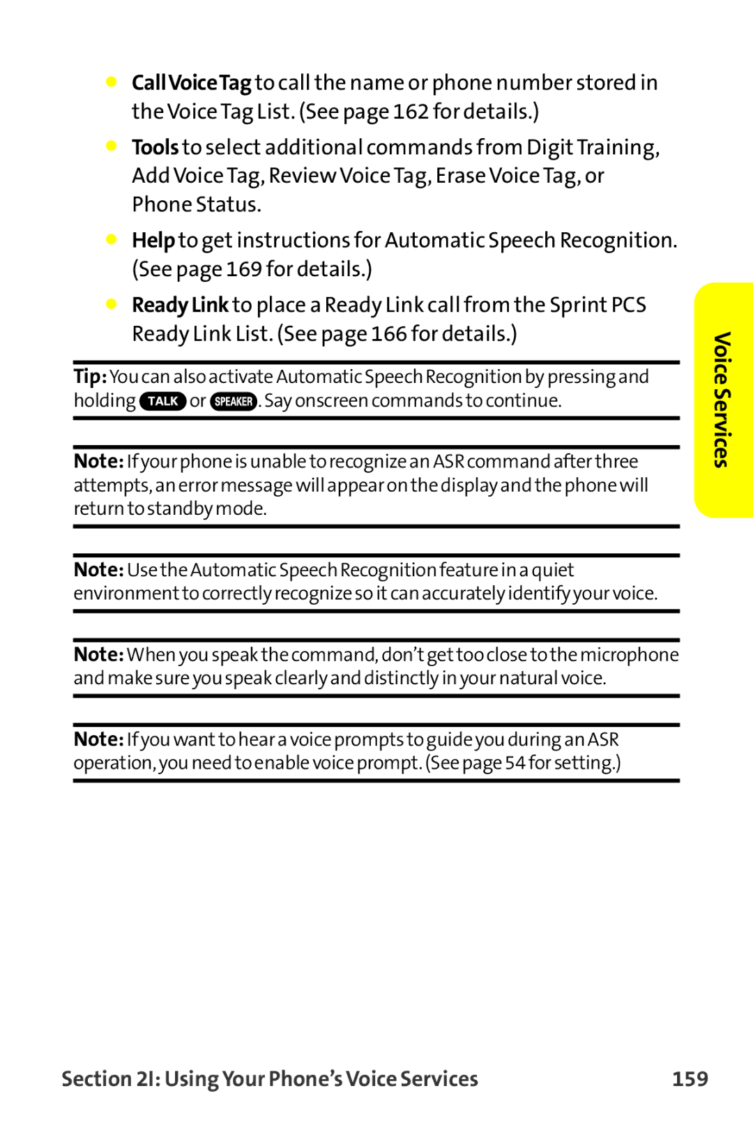 Sprint Nextel MM-7500 manual Using Your Phone’s Voice Services 159 