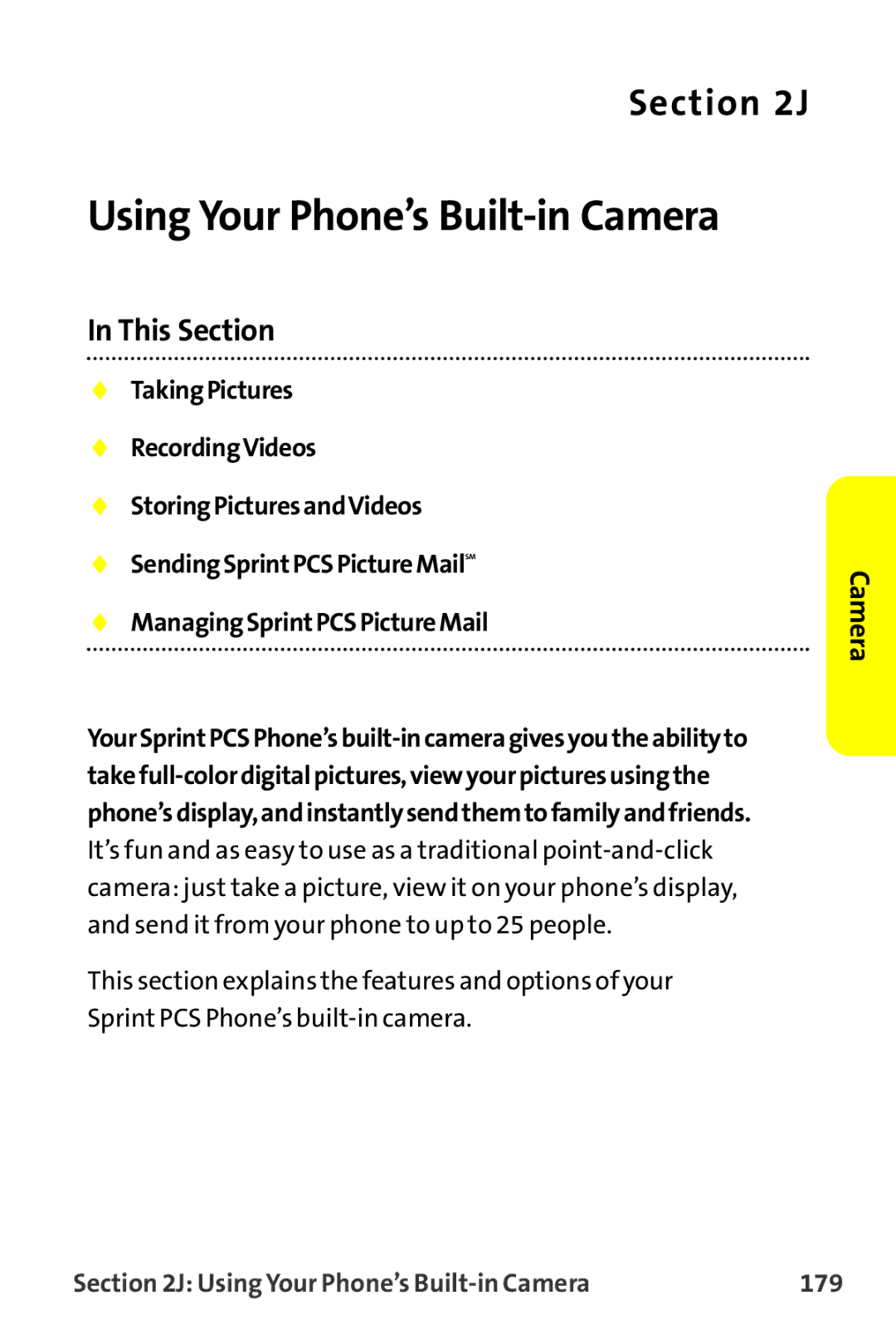 Sprint Nextel MM-7500 manual Using Your Phone’s Built-in Camera 179 