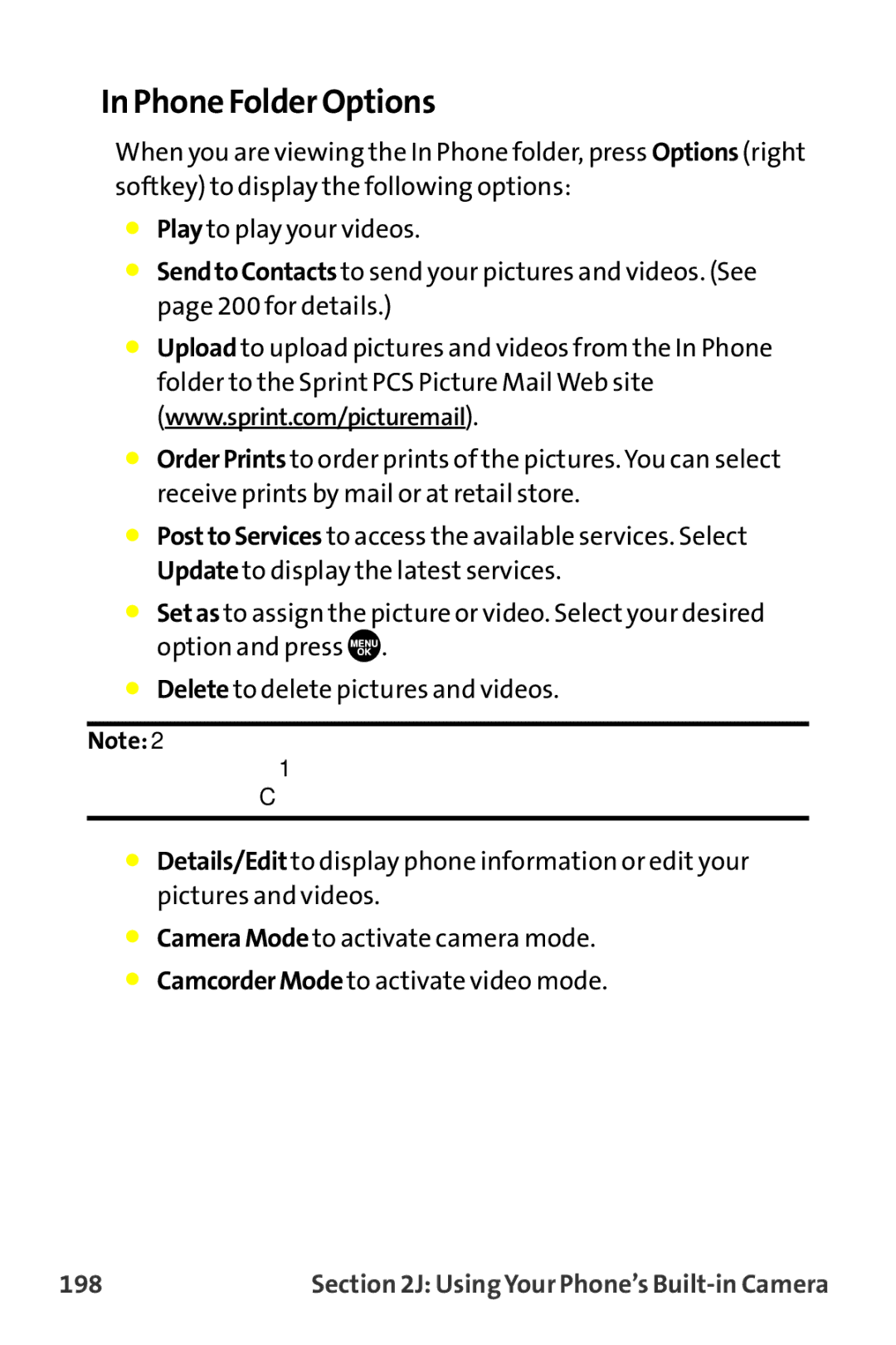 Sprint Nextel MM-7500 manual Phone Folder Options, 198 