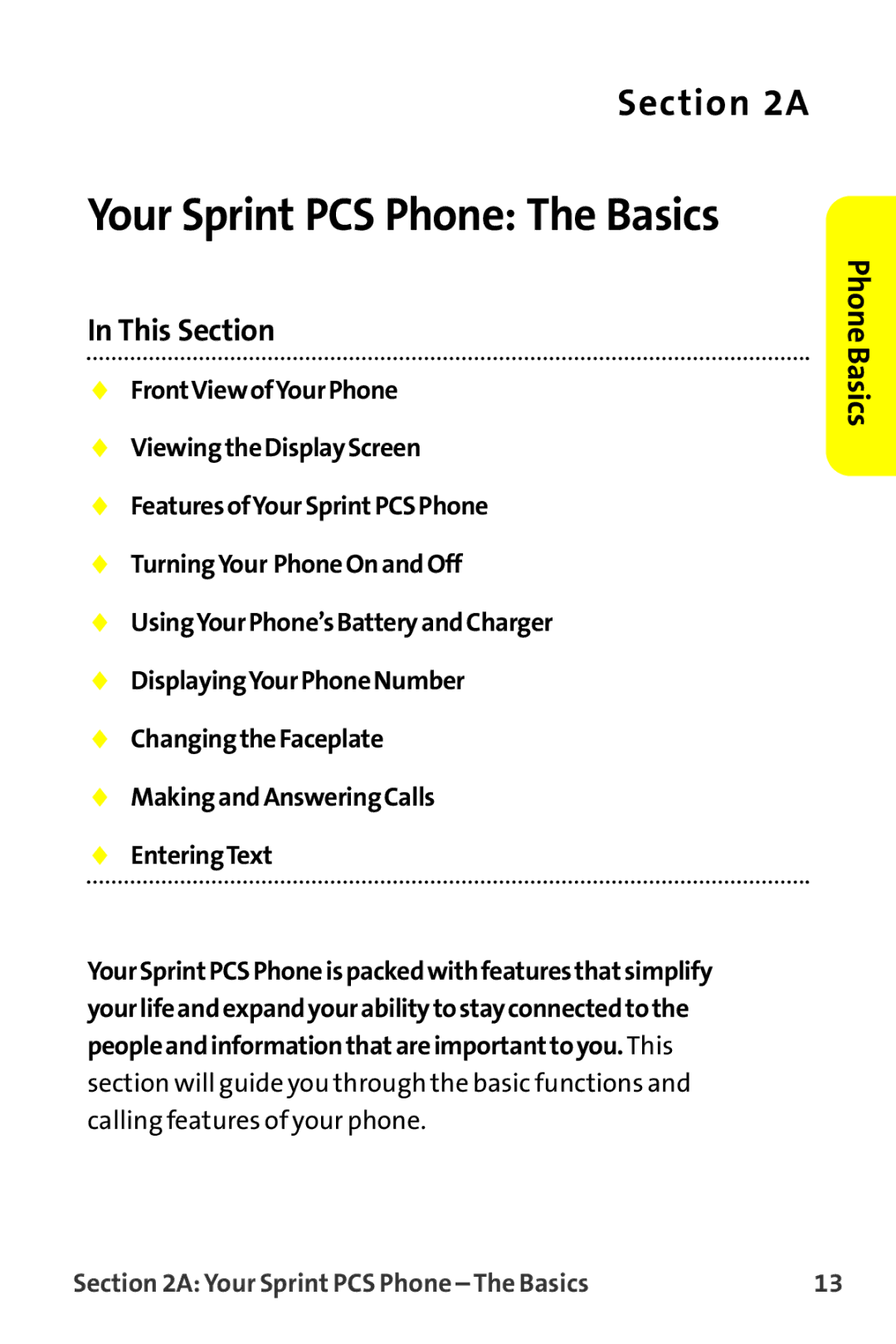 Sprint Nextel MM-7500 manual Your Sprint PCS Phone The Basics, Phone Basics 