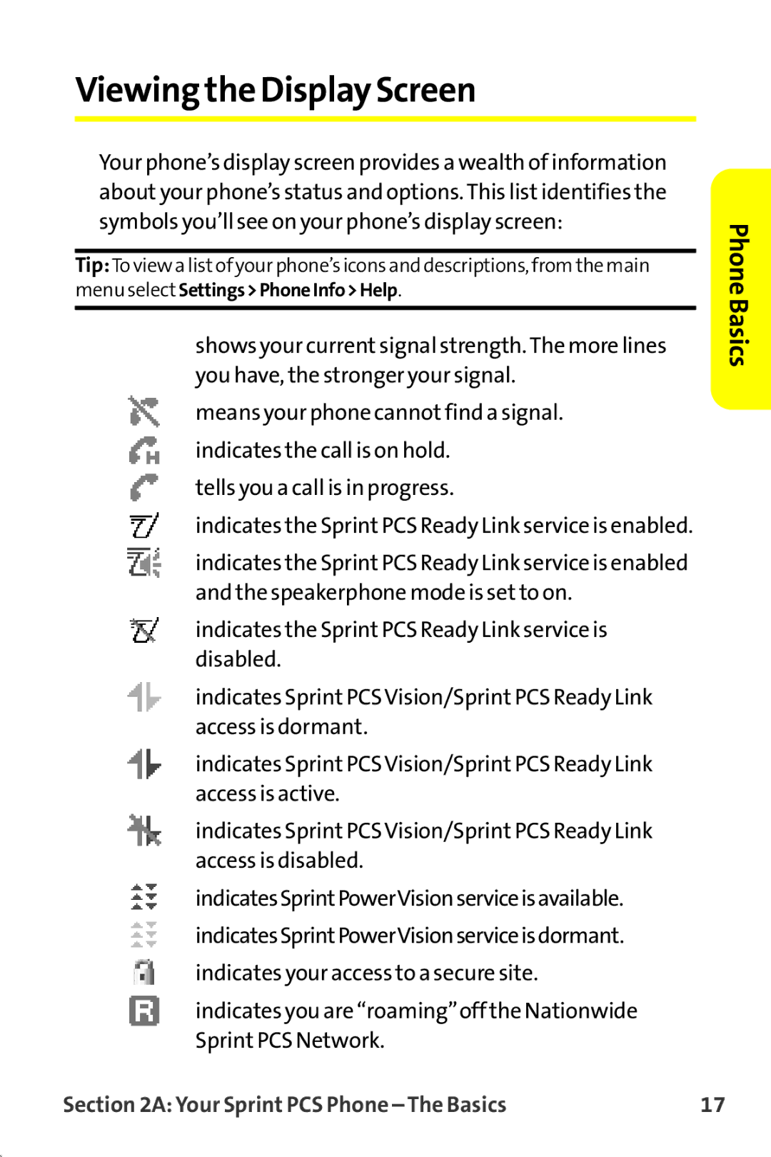 Sprint Nextel MM-7500 manual Viewing the Display Screen 