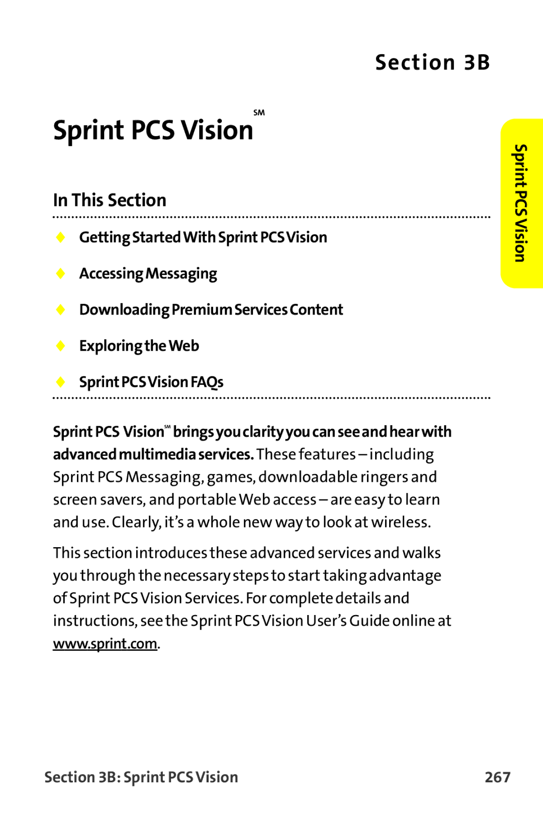 Sprint Nextel MM-7500 manual Sprint PCS Vision 267 