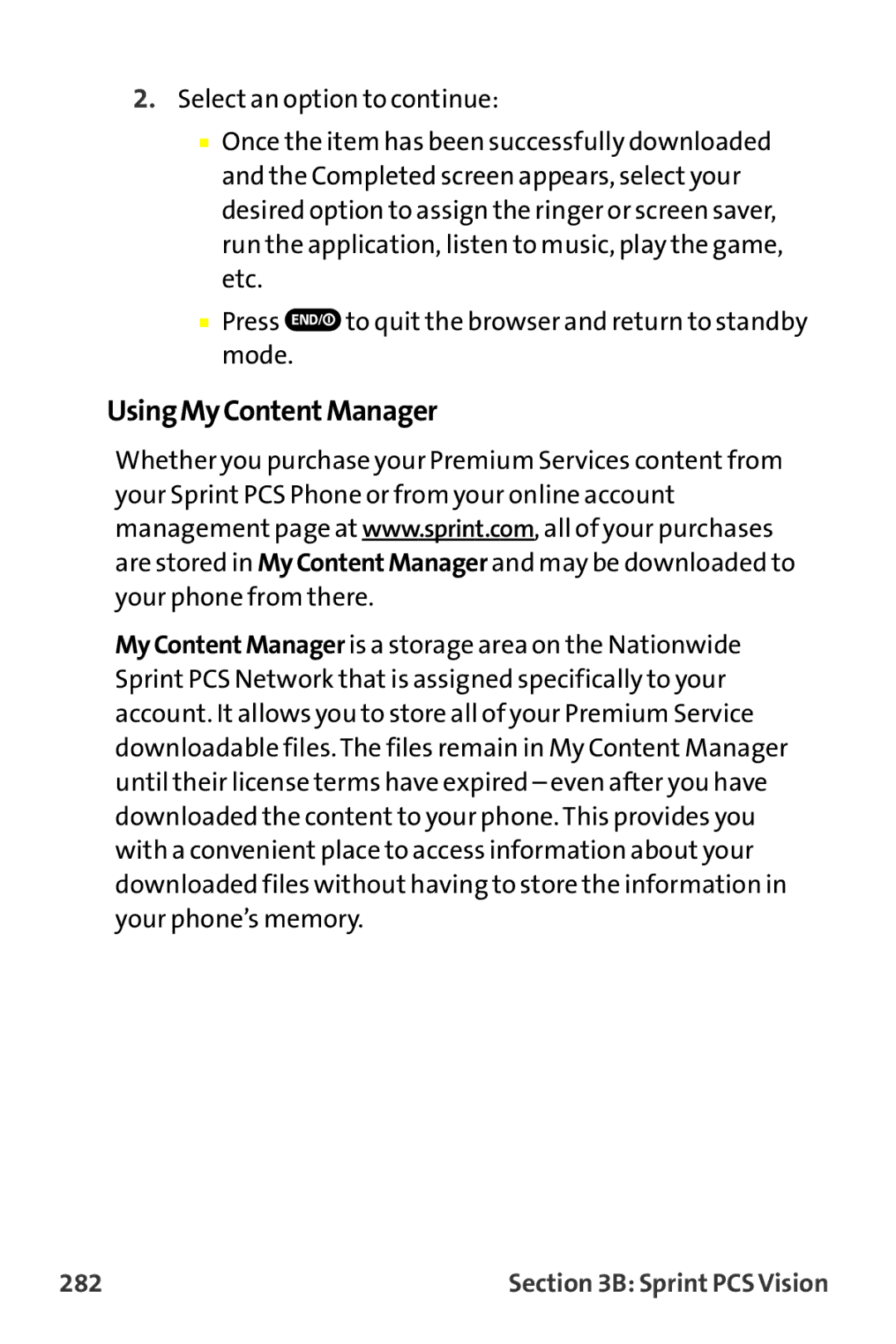 Sprint Nextel MM-7500 manual UsingMyContentManager, 282 
