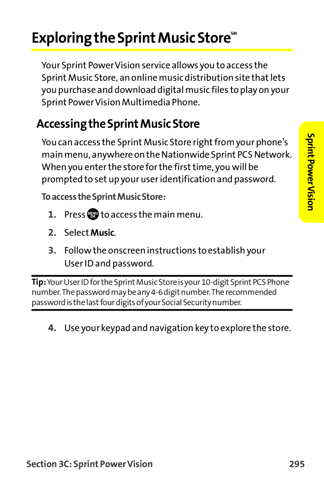 Sprint Nextel MM-7500 Exploring the SprintMusic StoreSM, Accessing the SprintMusic Store, ToaccesstheSprintMusicStore 