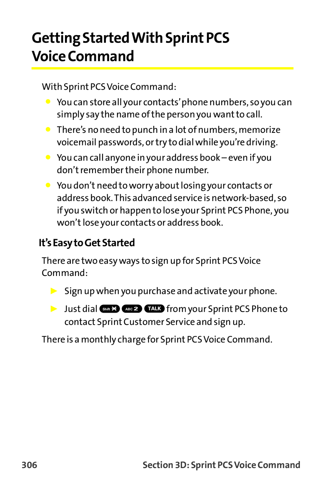 Sprint Nextel MM-7500 manual Getting StartedWith SprintPCS Voice Command, It’sEasytoGetStarted, 306 