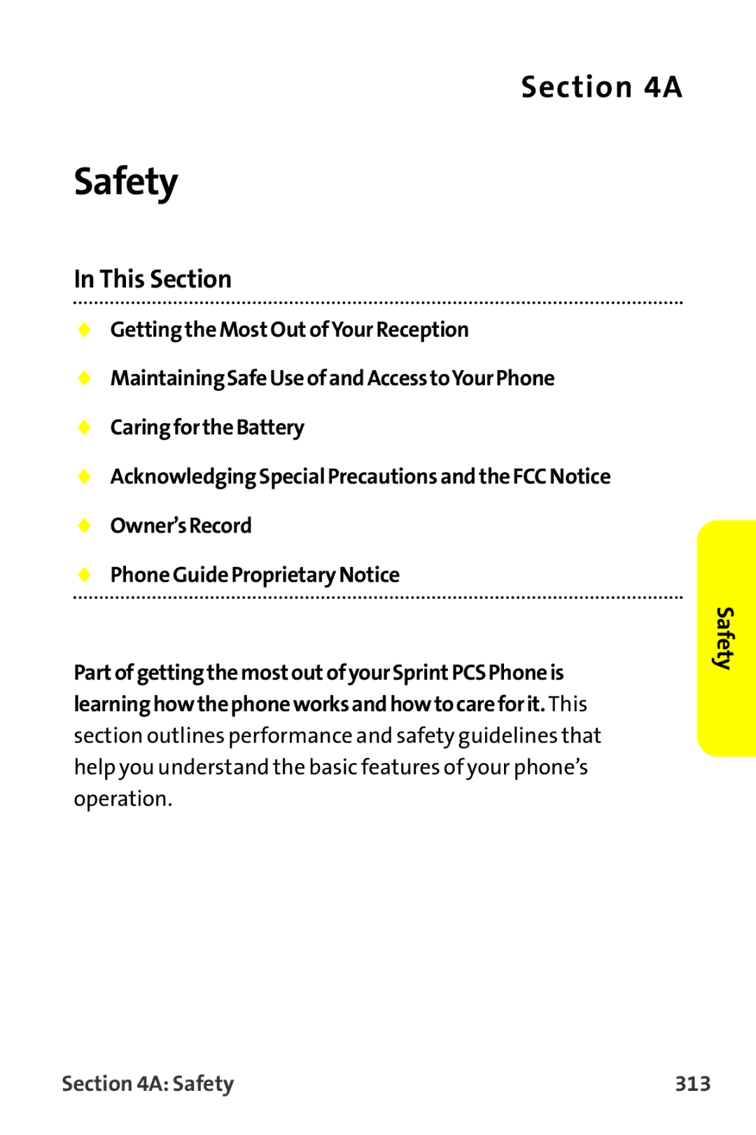 Sprint Nextel MM-7500 manual Safety 313 