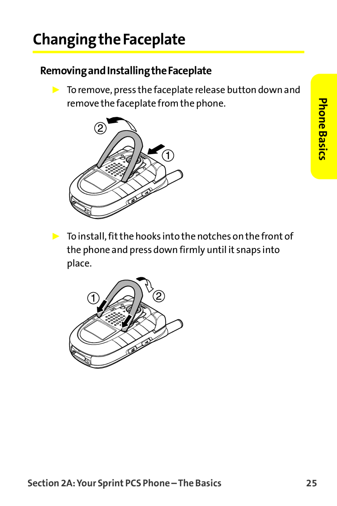 Sprint Nextel MM-7500 manual Changing the Faceplate, RemovingandInstallingtheFaceplate 