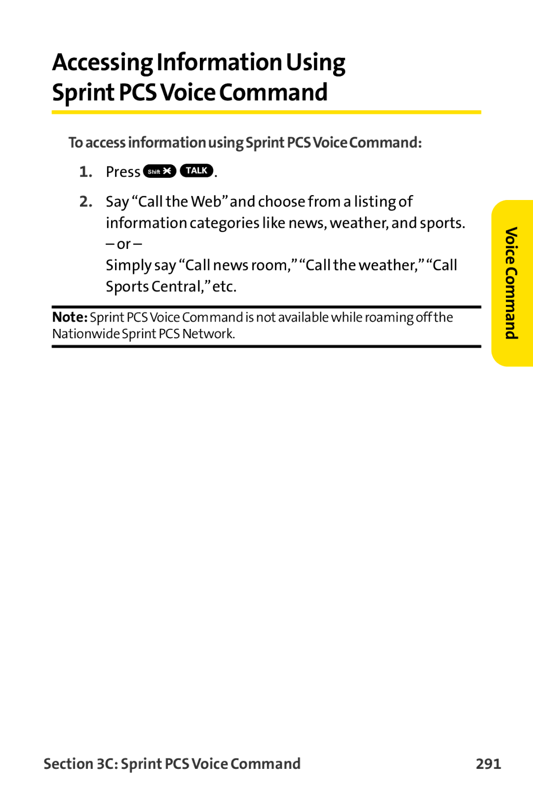 Sprint Nextel MM-8300 Accessing Information Using SprintPCSVoice Command, ToaccessinformationusingSprintPCSVoiceCommand 