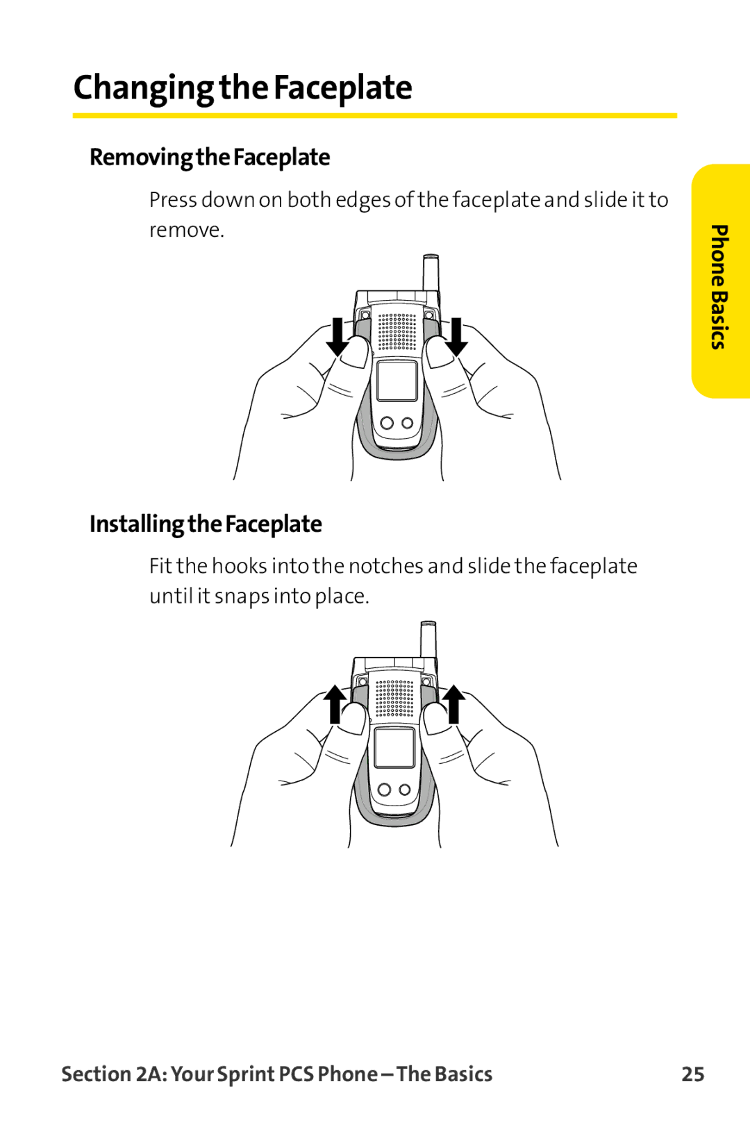 Sprint Nextel MM-8300 manual Changing the Faceplate, RemovingtheFaceplate, InstallingtheFaceplate 