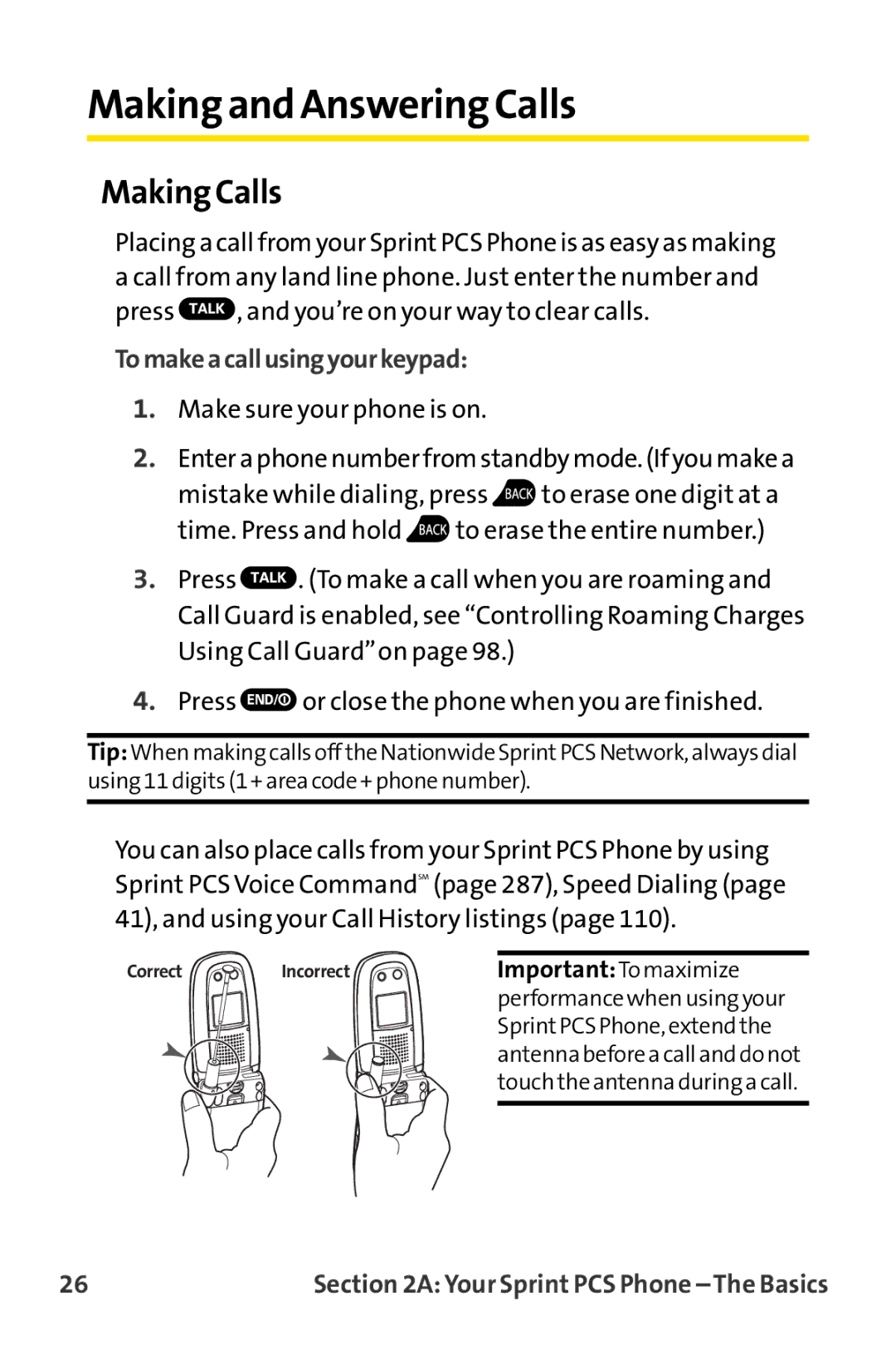 Sprint Nextel MM-8300 manual Making and Answering Calls, Making Calls, Press , and you’re on your way to clear calls 