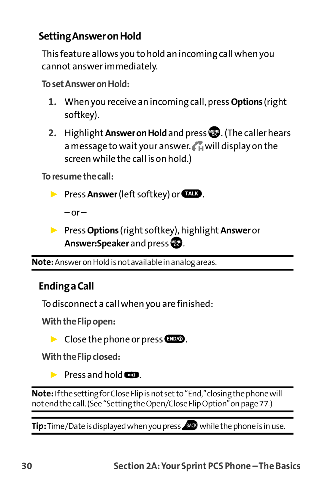 Sprint Nextel MM-8300 manual SettingAnsweronHold, EndingaCall 