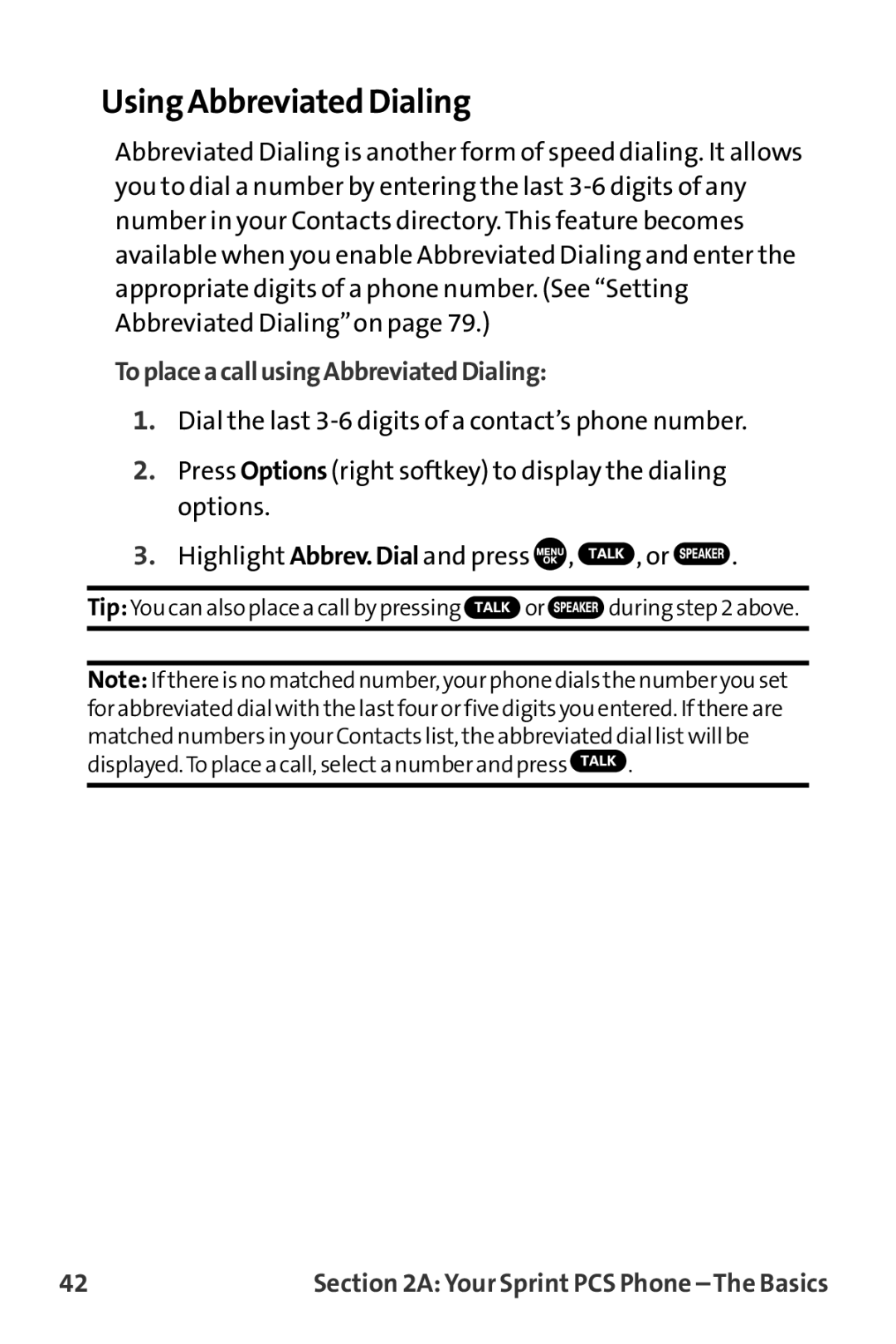 Sprint Nextel MM-8300 manual Using Abbreviated Dialing, ToplaceacallusingAbbreviatedDialing 