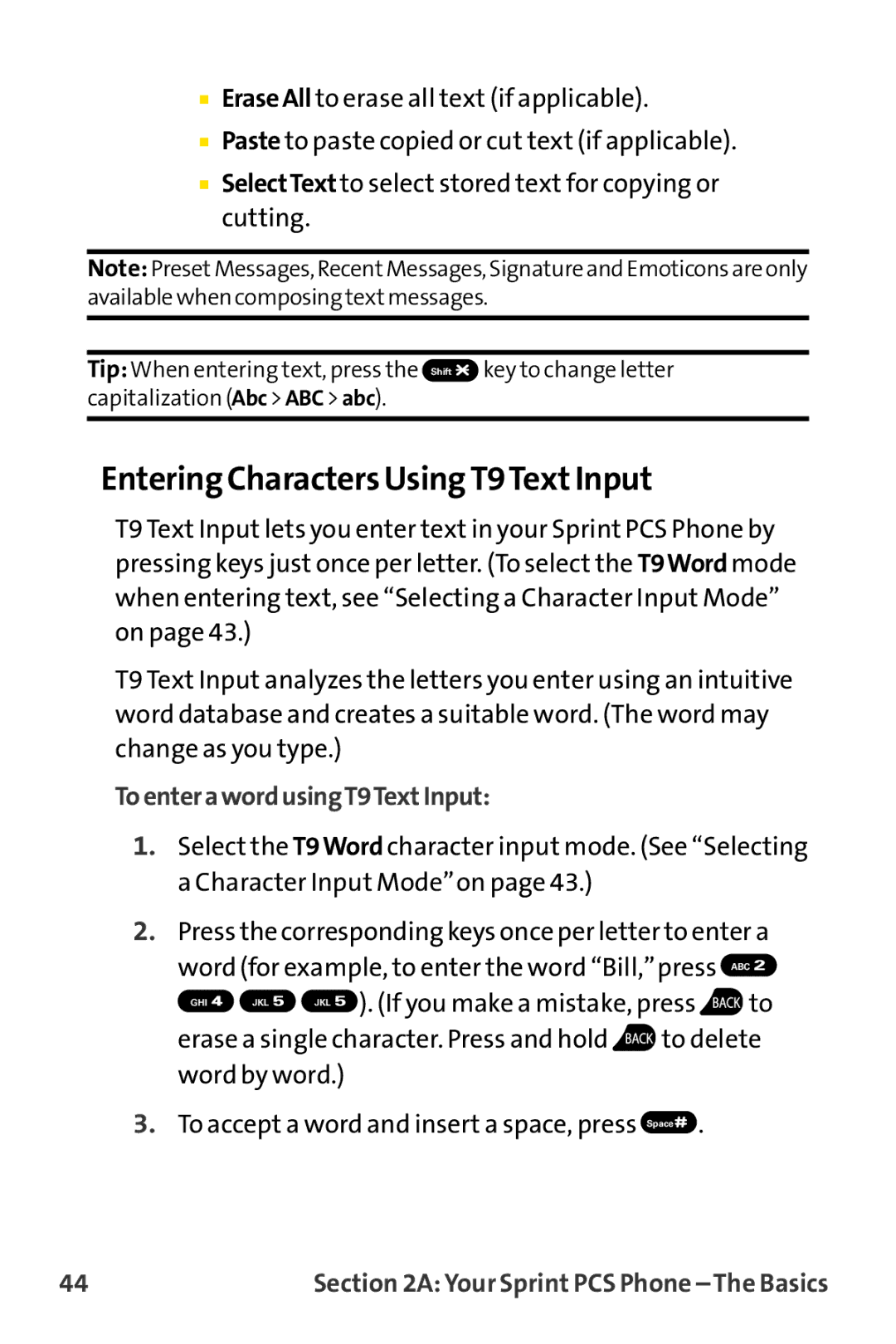 Sprint Nextel MM-8300 manual Entering Characters Using T9TextInput, ToenterawordusingT9TextInput 