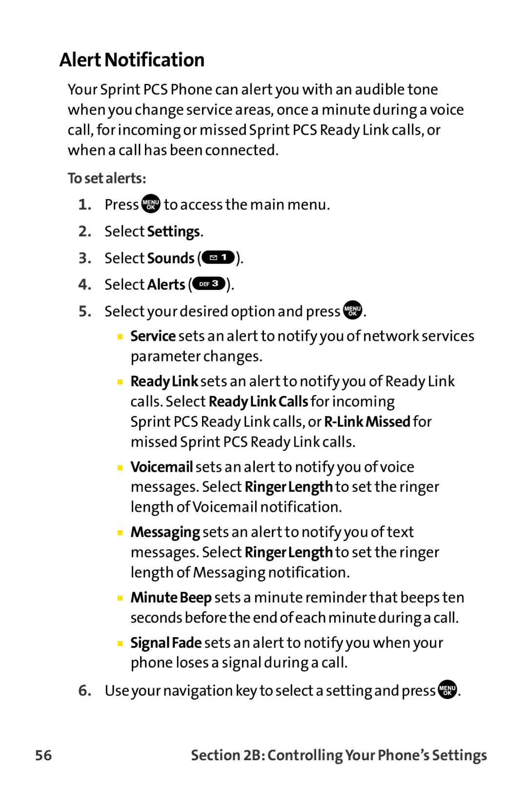 Sprint Nextel MM-8300 manual Alert Notification, Tosetalerts 